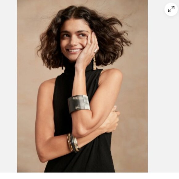 NWT Banana Republic Mock-Neck Midi Dress black ribbeed size small new - Picture 4 of 4